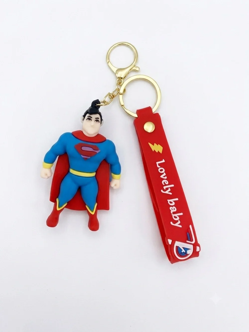Superman Superhero Keyring Rubber Action Figure Keychain Bag Charm Toy Gift